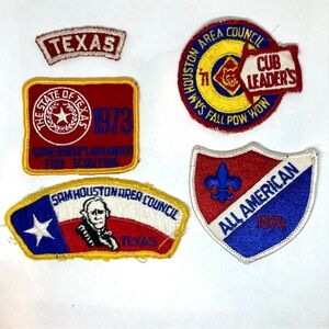 5 Vintage 70s Texas Boy Scouting Patches BSA
